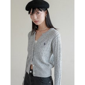 Lossy  Cashmere Cable Patch Cardigan_gray