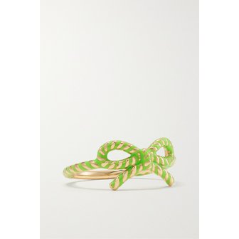ALISON LOU 스트리머 14k 골드 에나멜 링 그린