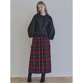 Round Volume Sleeve Brushed Sweatshirts - BLACK (기모)