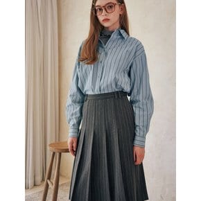 PINSTRIPE PLEATS MIDI SKIRT_CHARCOAL GREY