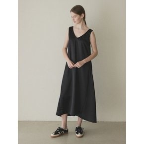 24SS Satin sleeveless long onepiece_Black