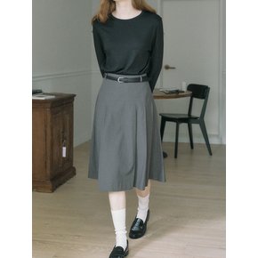 [Belt Set] Midi Pleats Banding Skirt - Grey