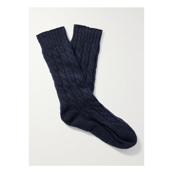 존스톤스 오브 엘긴 케이블 니트 도니골 캐시미어 혼방 양말 46376663162948202