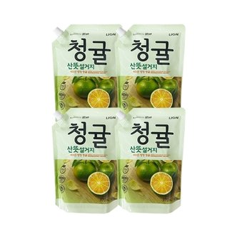  참그린 주방세제 청귤 산뜻 설거지 리필 1kg x4