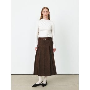 TFF HERRINGBONE WOOL TUCK SKIRT_2COLORS