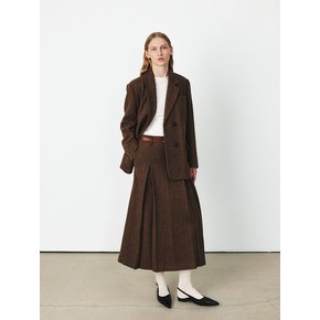 TFF HERRINGBONE WOOL TUCK SKIRT_2COLORS