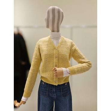 LINE [라인어디션] (N755) 골드버튼 브이넥 트위드가디건 (NKCDOA0200)