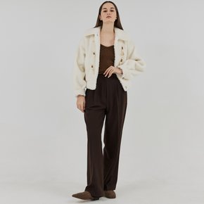 TWOTUCK BUTTON WIDE WOOL PANTS BROWN