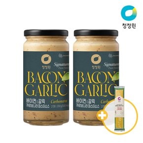 베이컨&갈릭 까르보나라 파스타소스 x 2 + 청정원 스파게티면 250g