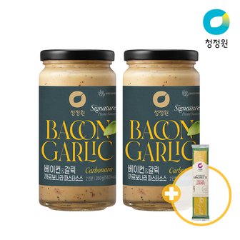 청정원 베이컨&갈릭 까르보나라 파스타소스 x 2 + 청정원 스파게티면 250g