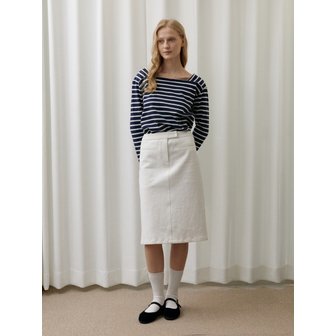 UNNOUT LOW RISE DENIM SKIRT WHITE