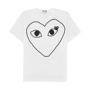 Play Comme des Garcons 플레이 꼼데가르송 블랙 하트 티셔츠 화이트