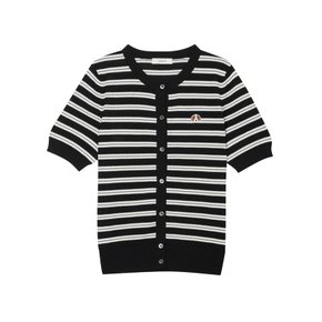 [24SS] [HAZZYS HARRY] 블랙 스트라이프 면혼방 가디건 HSSW4BL31BK