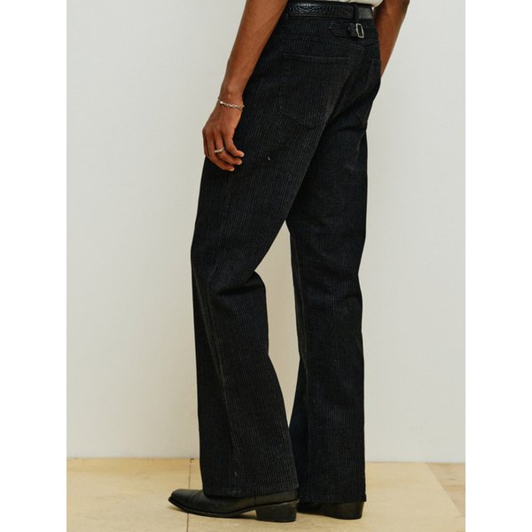 스트라이프 플레어 팬츠 [블랙]