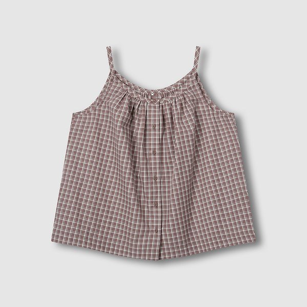 여 코튼 체크 민소매 라운지 셔츠 J2062010850CL