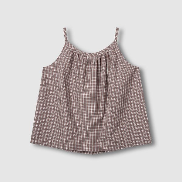 여 코튼 체크 민소매 라운지 셔츠 J2062010850CL