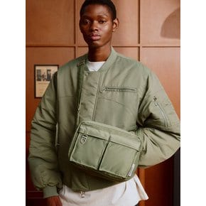 Nylon Two Pocket Messenger Bag_Olive