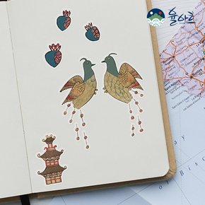 스티커 3종세트 민화 다이어리 꾸미기 노트북 빈티지 캐릭터 동물 전통 무늬 다꾸 포장 외국인 선물 고급 굿즈 명화 다꾸용품