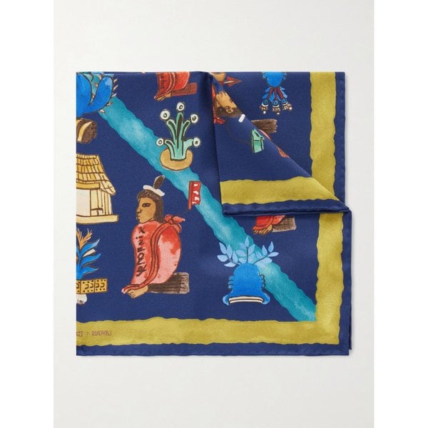 루비나찌 프린트 실크 트윌 포켓 스퀘어 46376663163091851