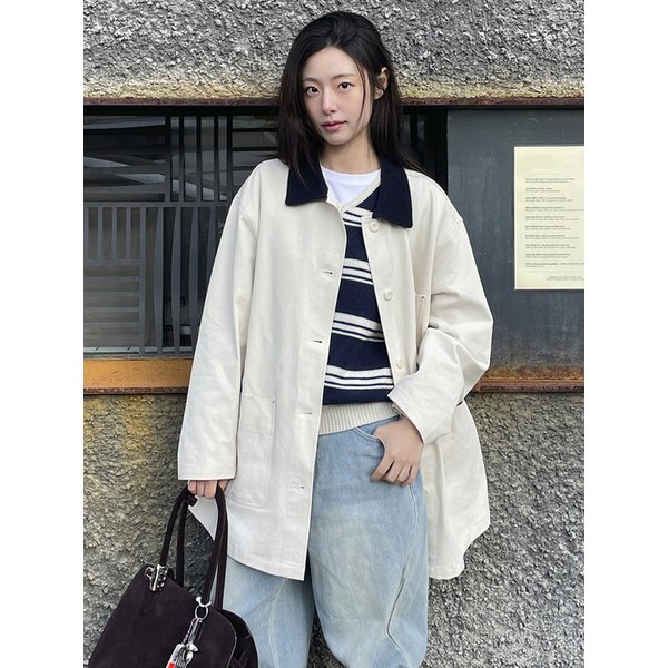 [채랑 PICK]O3737 피치 워크 재킷_Cream