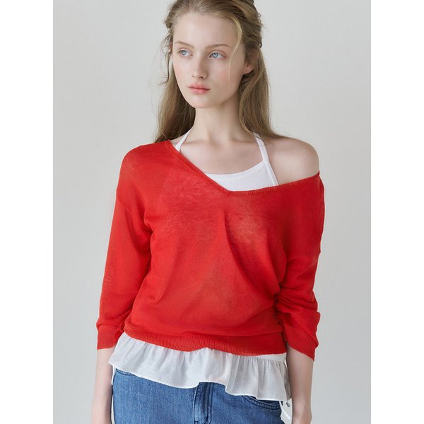 V-Neck Linen Half Knit_4color