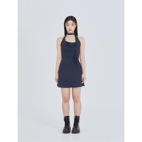 Scarf flare dress (Navy)