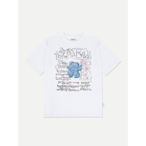 Blue bear in the dream Over fit T-Shirts AS1101 (White)