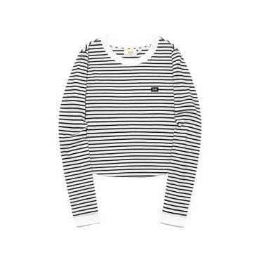 LEE 우먼 스트라이프 긴팔 티셔츠 화이트 LE2503LT62WH