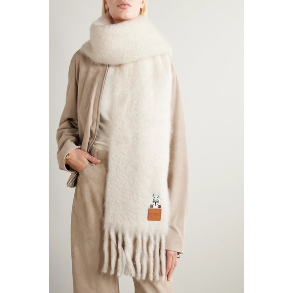 루이스 웨인 아플리케 자수 프린지 모헤어 블렌드 스카프 46376663162984271