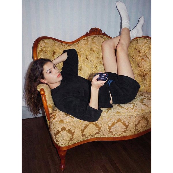 리버서블 스웻 & 플리스 반팔 반바지 셋업 블랙