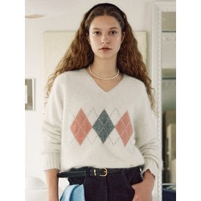 T Angora Classic Argyle Knit_Marshmallow