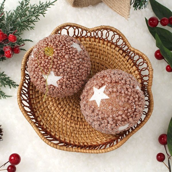 로즈골드 글리터 장식볼 2p세트(10cm) (스타)