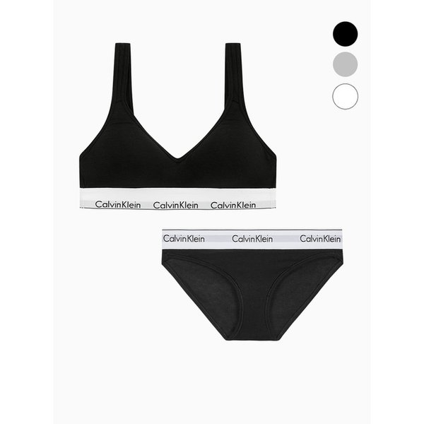 여성 아이콘 코튼 모달 스쿱백 브라렛 세트 (3 Color)