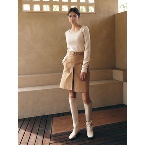 Lave square knit T - beige