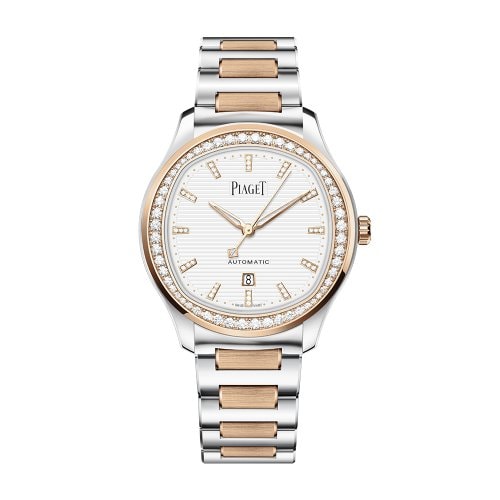 피아제 폴로 데이트 시계 - 셀프 와인딩 - 로즈 골드, 스틸 - 다이아몬드 - 36mm