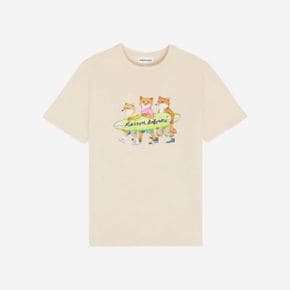 메종키츠네 서핑 폭스드 컴포트 티셔츠 페이퍼 Surfing Foxes Comfort T-Shirt P