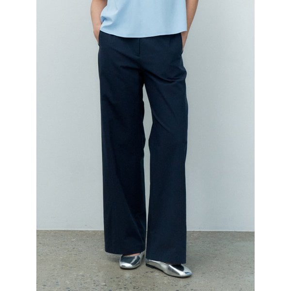 LINEN LIKE LOW-RISE WIDE PANTS NAVY MBESPA004NV