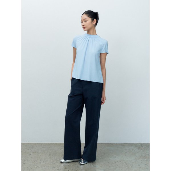 LINEN LIKE LOW-RISE WIDE PANTS NAVY MBESPA004NV