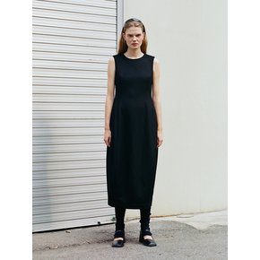 Katie back-ribbon cashmere dress (Black)