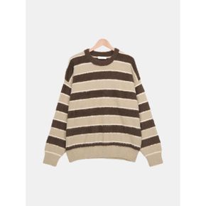 남성 데일리 스트라이프 라운드넥 앙고라 브러쉬 단가라 니트 SYHT016_P415926305