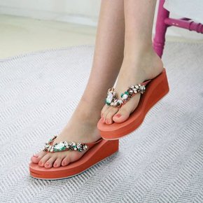 ami et muse Jewel beads wedge flip flop_KM19s173