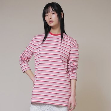레이브 Multi Stripe T-Shirt in PINK VW4SE024-72