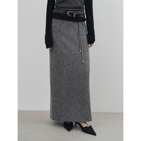 스트랩 맥시 울 니트 스커트 그레이 MDSK024GRAY