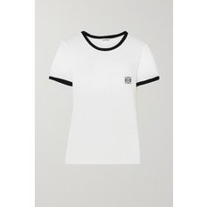 Anagram Embroidered Cotton-jersey T-shirt 화이트