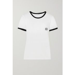 Anagram Embroidered Cotton-jersey T-shirt 화이트