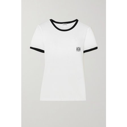 로에베 Anagram Embroidered Cotton-jersey T-shirt 화이트
