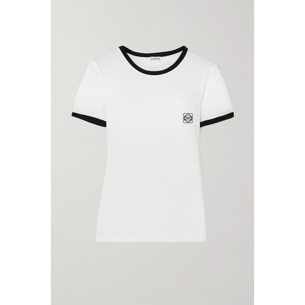 Anagram Embroidered Cotton-jersey T-shirt 화이트