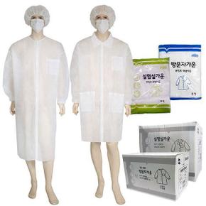 가운모음 방문자 실험실가운 부직포가운세트 위생복 방진 방역 일회용