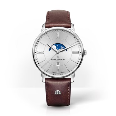 모리스 라크로와 엘리오스 문페이즈 남성용 쿼츠 40mm 가죽밴드 EL1108-SS001-110-1