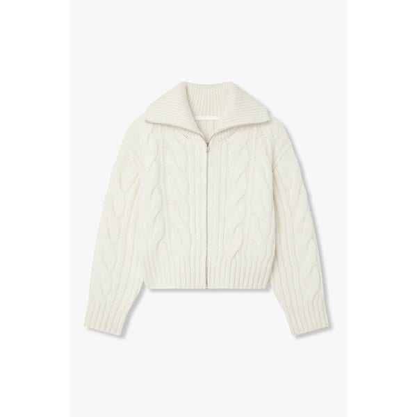 알파카 블렌드 케이블 집업 가디건 7115450Y08106